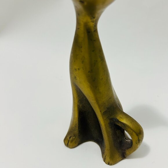 Vintage Mid Century Modern MCM Solid Brass Siamese Cat 6" - Picture 7 of 14